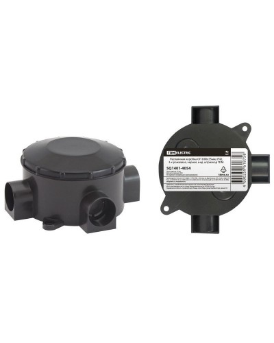 Распаячная коробка ОП D80х35мм, IP42, 3-х рожковая, черная TDM (SQ1401-4054). Распаячная коробка ОП. TDM ЕLECTRIC во Владимире