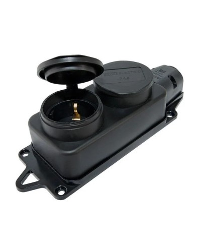 Розетка двухместная 2Р+РЕ 16А 250В IP44 (SQ0612-0037). Розетка двухместная с заглушками каучук. TDM ЕLECTRIC во Владимире