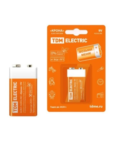 6LR61 Крона 9V BP-1 TDM (SQ1702-0013). Элемент питания. TDM ЕLECTRIC во Владимире