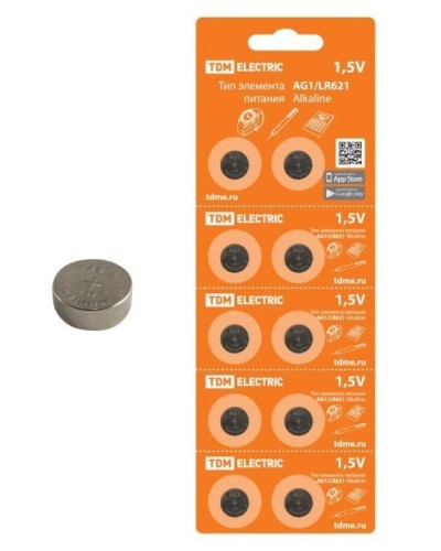 AG1/LR621 Alkaline 1,5V BP-10 TDM (SQ1702-0045). Элемент питания. TDM ЕLECTRIC во Владимире