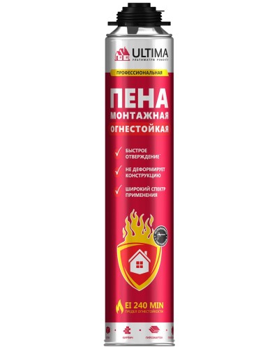 Пена огнестойкая ULTIMA PRO, 750 мл. Пена монтажная профессиональная. ULTIMA во Владимире