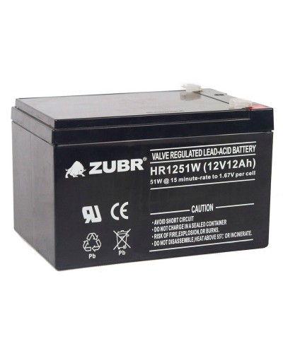 ZUBR HR 1251W (12V, 12Ah). Аккумулятор герметичный свинцово-кислотный. ZUBR во Владимире