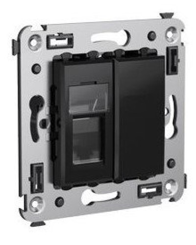 Розетка RJ-45 в стену Avanti одинарная черный квадрат (4402463). Розетка компьютерная. ДКС во Владимире