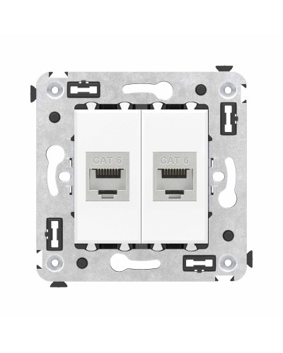 Розетка RJ-45 в стену, кат.6E, Avanti, двойная, белое облако (4400794). Розетка компьютерная модульная. ДКС во Владимире