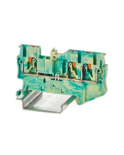 Клемма заземления, 3 точки подключения, 2.5 кв.мм (VPR-2.5-TWIN-PE-YG). Клемма заземления, зажим push-in. ДКС во Владимире
