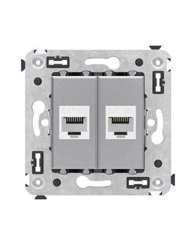 Розетка RJ-45 в стену, кат.5E, Avanti, двойная, закаленная сталь (4404664). Розетка компьютерная. ДКС во Владимире