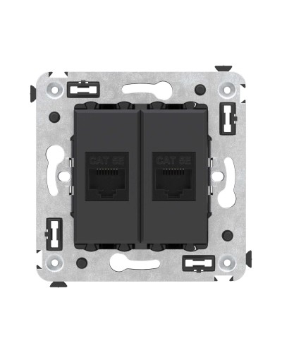Розетка RJ-45 в стену, кат.5E, Avanti, двойная, черный матовый (4412664). Розетка компьютерная. ДКС во Владимире