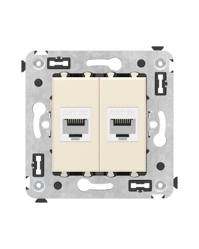 Розетка RJ-45 в стену, кат.5E, Avanti, двойная, ванильная дымка (4405664). Розетка компьютерная. ДКС во Владимире