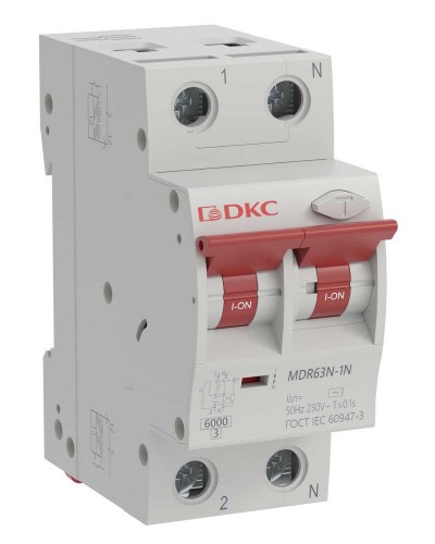 YON max MDR, 1P+N, 30mA, 16A, 6kA, А (MDR63N-1N2C16-A). Автоматический выключатель дифференциального тока. ДКС во Владимире