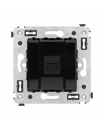 Розетка RJ-45 в стену, кат.6E, Avanti, одинарная, черный квадрат (4402693). Розетка компьютерная. ДКС во Владимире