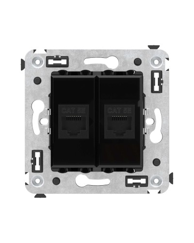 Розетка RJ-45 в стену, кат.5E, Avanti, двойная, черный квадрат (4402664). Розетка компьютерная. ДКС во Владимире