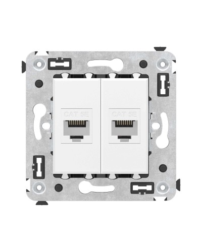 Розетка RJ-45 в стену, кат.5E, Avanti, двойная, белое облако (4400664). Розетка компьютерная. ДКС во Владимире