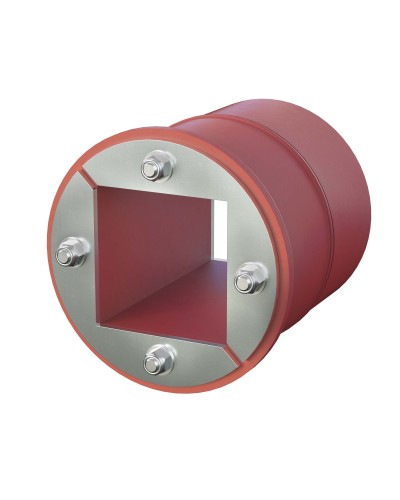 Проходка круглая, нержавеющая, D150х70 мм с проемом 90х90 мм (DXF3125): Проходка круглая, нержавеющая, с проёмом во Владимире
