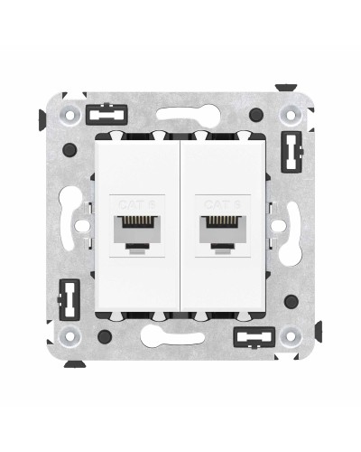 Розетка RJ-45 в стену, кат.6E, Avanti, двойная, белое облако (4400694). Розетка компьютерная. ДКС во Владимире