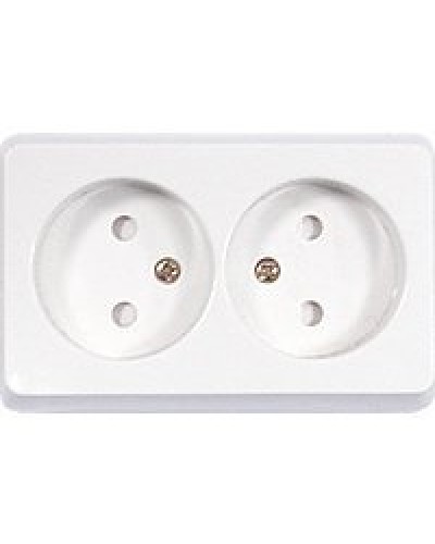 Розетка двойная открытой установки без з/к, бежевый, LK Standard (813601). Розетка без заземляющих контактов с защитными шторками. Экопласт во Владимире