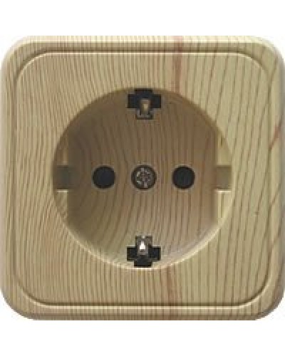 Розетка одинарная открытой установки с з/к, сосна, LK Standard (813225). Розетка с заземляющими контактами и защитными шторками. Экопласт во Владимире