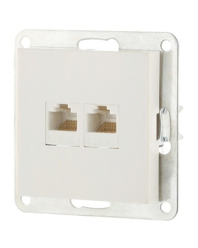 Розетка 2xRJ-45 кат.5е с накладкой, белый LK80 (846204-1). Розетка компьютерная двойная. Экопласт во Владимире