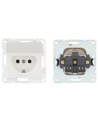 Розетка с з/к, шторками и крышкой, белый LK60 (863404-1). Розетка. Экопласт во Владимире
