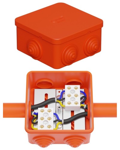 Коробка JBS080 85х85х50, 6 вых., 3P (0,15-10,0 мм²) (43301HF). Коробка монтажная, огнестойкая, без галогена. Экопласт во Владимире