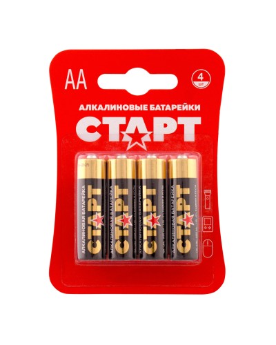 СТАРТ LR6-BL4 (1,5 В, AA, LR6), упак. 4 шт. БЛИСТЕР. Алкалиновые батарейки. СТАРТ во Владимире
